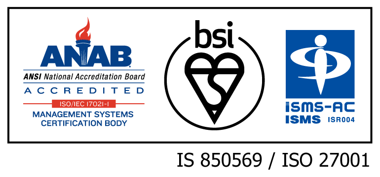 ISO/IEC 27001 認証取得（登録番号 IS 850569）