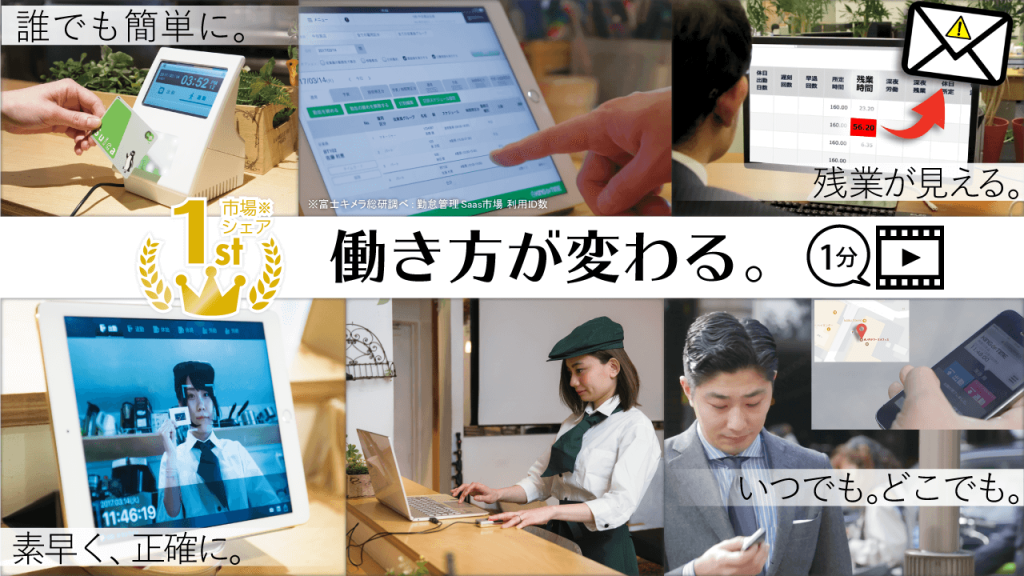 働き方が変わる勤怠管理システム。シェアNo.1のKING OF TIME。