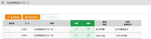 社会保険加入アラート作成