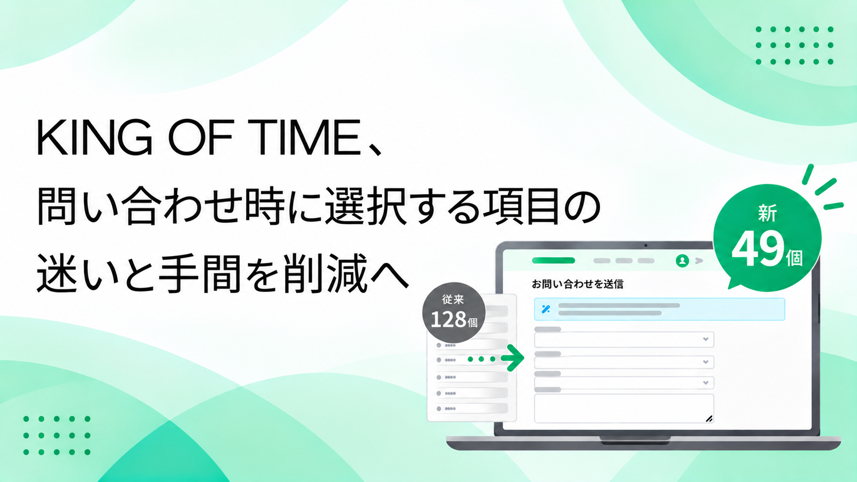 KING OF TIME、問い合わせ時に選択する項目の迷いと手間を削減へ